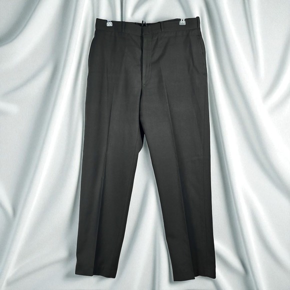 Vintage USA Army‎ Trousers Mens Polyester Wool Serge AG 344 Class 6 34S Green - Picture 1 of 9